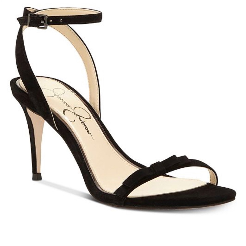 🔥NEW JESSICA SIMPSON Black Suede Bow Ankle Sandal